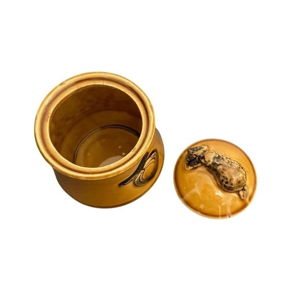 Vintage Harvest Gold Ceramic Tea Coffee Set Fruit Relief Squirrel Finial 5pc - Picture 11 of 16